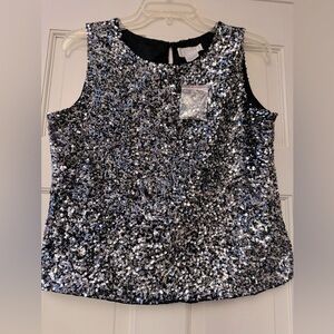 JENNIFER MOORE Silk Sequined Sleeveless Shell